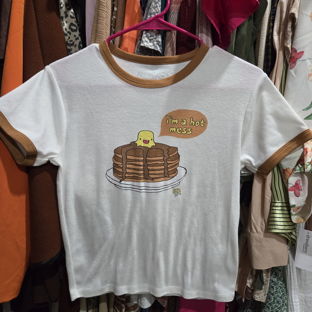 White and Brown Graphic T-Shirt